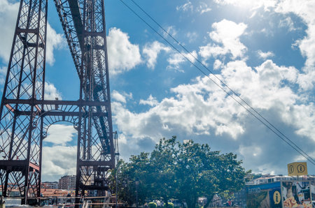 GETXO, SPAIN - JULY 7, 2021: View of the tourist information center in Getxo, Basque Country, Spain, next to the famous Vizcaya Bridgeのeditorial素材