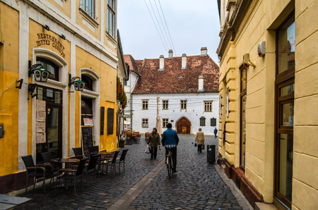 CLUJ-NAPOCA, ROMANIA - NOVEMBER 14, 2013: Urban landscape, architecture in the city of Cluj-Napoca, Transylvania, Romaniaのeditorial素材