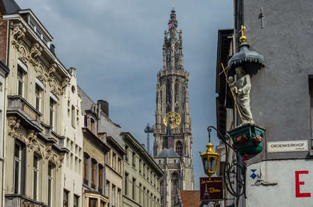 ANTWERP, BELGIUM - AUGUST 22, 2013: Urban landscape, architecture in the city of Antwerp, Flanders, Belgiumのeditorial素材