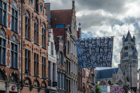 BRUGES, BELGIUM - AUGUST 18, 2013: Urban landscape, architecture in Bruges, Flanders, Belgium