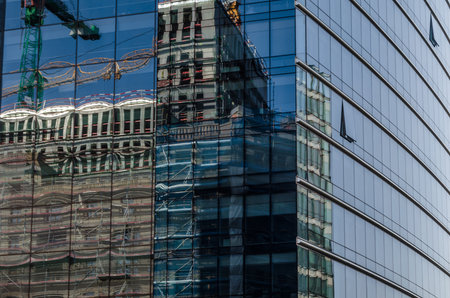 BRUSSELS, BELGIUM - AUGUST 21, 2013: Modern architecture, buildings in European Quarter of Brussels, Belgiumのeditorial素材