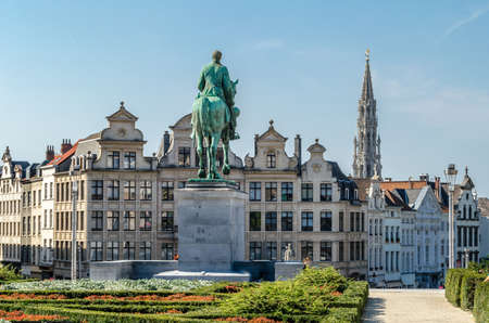 Urban landscape, view from Mont des Arts Gardens in Brussels, Belgiumの写真素材