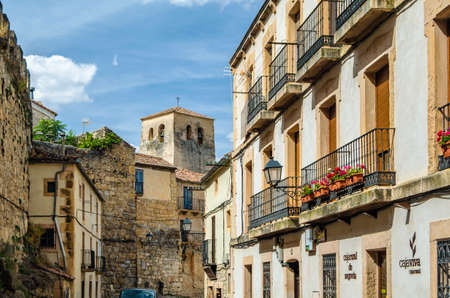 SEPULVEDA, SPAIN - SEPTEMBER 12, 2021: Architecture in the medieval town of Sepulveda, one of the most beautiful villages in Spain, located in the province of Segovia, Castile and Leon, in central Spainのeditorial素材