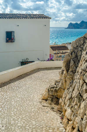 Architecture in the Mediterranean white village of Altea, Alicante province, Spainの写真素材