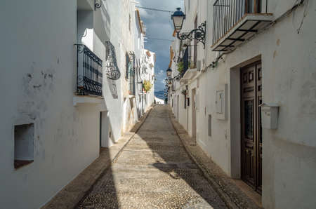 Architecture in the Mediterranean white village of Altea, Alicante province, Spainの写真素材