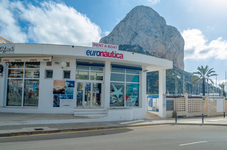 CALPE, SPAIN - JANUARY 26, 2022: View of the fishing port of Calpe, with the PeÃ±on de Ifach in the background, Alicante province, Valencian Community, Spainのeditorial素材