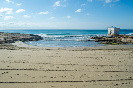 Mediterranean seascape in Calpe, Alicante province, Spainの写真素材