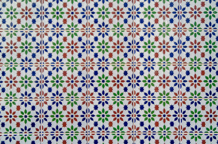Architectural detail, colorful mosaic with repeating geometric pattern