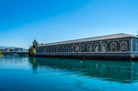 Building in Geneva, on the shores of Lake Lemanの写真素材