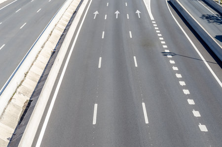 Lanes on a highway seen from above