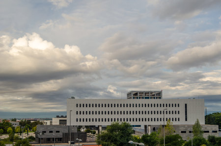 MOSTOLES, SPAIN - SEPTEMBER 22, 2021: View of the Rey Juan Carlos University campus in Mostoles, a Spanish public university based in the Community of Madrid, Spain, founded in 1996のeditorial素材