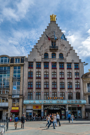 LILLE, FRANCE - AUGUST 17, 2013: Urban landscape, view of a central square in Lille, northern Franceのeditorial素材