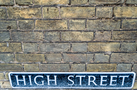High street plate in a town in England