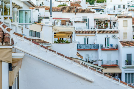 Typical architecture in the town of Mijas located on the Costa del Sol, Malaga province, Andalusia, southern Spainの写真素材