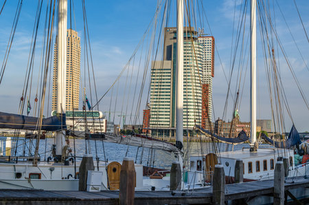 ROTTERDAM, THE NETHERLANDS - AUGUST 26, 2013: View of The Veerhaven, one of the many ports in...