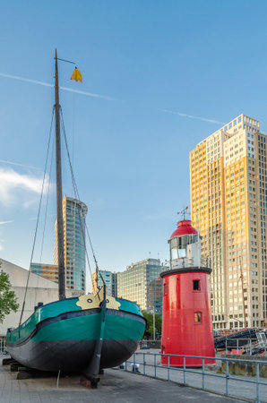 ROTTERDAM, THE NETHERLANDS - AUGUST 26, 2013: Exterior view from the Maritime Museum in the Maritime District of Rotterdam, the Netherlands. The Maritime District was originally a port area, now being transformed into a living areaのeditorial素材