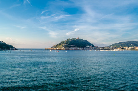 View at sunset from the promenade of Donostia - San Sebastian, Basque Country, northern Spainの写真素材