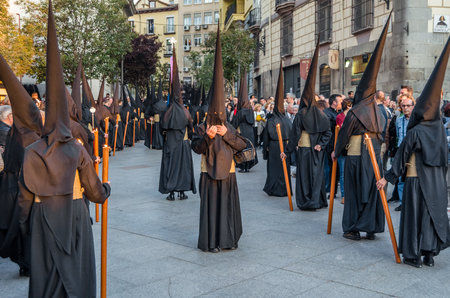 MADRID, SPAIN - APRIL 14, 2019: Traditional Holy Week procession, on Palm Sunday, in Madrid, Spainのeditorial素材