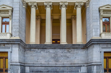 MADRID, SPAIN - MARCH 1, 2014: Facade of the Cason del Buen Retiro, an annex of the Prado Museum complex in Madrid, Spain; it houses the museum's study center and libraryのeditorial素材