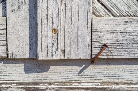 Detail of an old wooden window shutterの写真素材