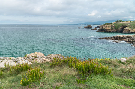 Seascape, rugged coastline of the Cantabrian Sea in the province of Lugo, Galicia, northwest Spainの写真素材