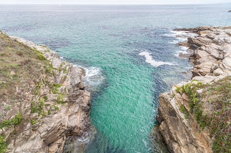 Seascape, rugged coastline of the Cantabrian Sea in the province of Lugo, Galicia, northwest Spain