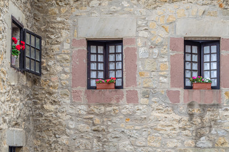 Architectural detail, wall and window in the village of Santillana del Mar, Cantabria, northern...