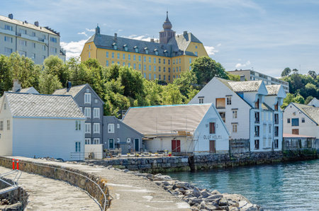 ALESUND, NORWAY - JULY 20, 2014: View of the port of Alesund, More and Romsdal County, Norwayのeditorial素材