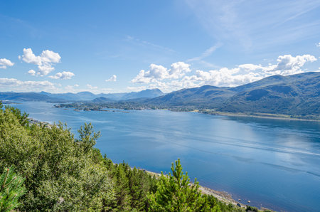 View of the fjord from the town of Alesund, More og Romsdal County, Norway