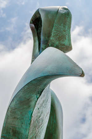 BILBAO, SPAIN - MAY 10, 2014: Statue "Commemoration of the Day of the Sea" in Bilbao, Basque Country, Spain, made by the sculptor Vicente Vazquez Canonico in 1981のeditorial素材