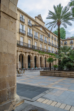 BILBAO, SPAIN - MAY 9, 2014: Facade of the headquarters of Euskaltzaindia (Royal Academy of the Basque Language), in Bilbao, Spain; is the official academic language regulatory institution which watches over the Basque languageのeditorial素材