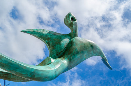 BILBAO, SPAIN - MAY 10, 2014: Statue "Commemoration of the Day of the Sea" in Bilbao, Basque Country, Spain, made by the sculptor Vicente Vazquez Canonico in 1981のeditorial素材