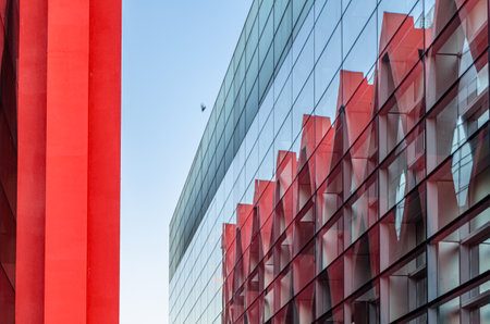 BURGOS, SPAIN - JUNE 7, 2014: Architectural detail of the Museum of Human Evolution in Burgos, Spain, designed by architect Juan Navarro Baldeweg, opened in 2010のeditorial素材
