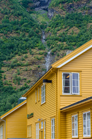 FLAM, NORWAY - JULY 16, 2014: Flam Railway Museum at Flam train station. The Flam Railway (Flamsbana) is a railway line between Myrdal and Flam, one of the most visited tourist attractions in Norwayのeditorial素材