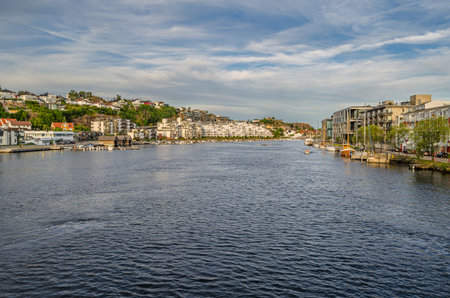 View of the city of Kristiansand, Norway, from the bridge over the Otra River