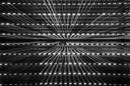 Black and white abstract background of light coming through a closed blindの写真素材