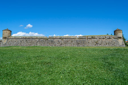 JACA, SPAIN - AUGUST 23, 2014: Exterior view of the citadel of Jaca, an Italian-style fortress built...