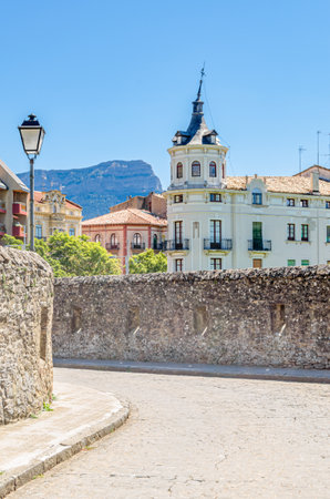 Architecture in the town of Jaca, Huesca province, Aragon, northeastern Spainの写真素材