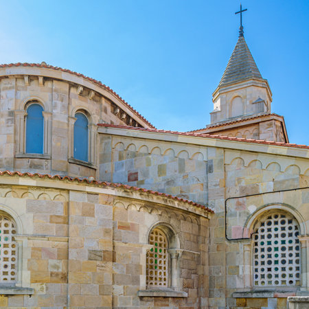 GIJON, SPAIN - SEPTEMBER 21, 2014: The Church of San Pedro in Gijon, Asturias, Spain, built between 1945 - 1955 after the destruction of the previous building, work of architects Francisco and Federico Somolinosのeditorial素材