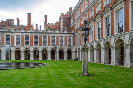 MOLESEY, UNITED KINGDOM - OCTOBER 9, 2014: The Fountain Court designed by Sir Christopher Wren at...