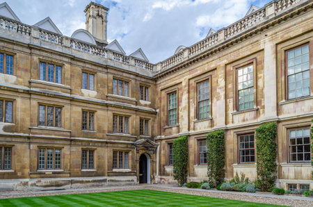 CAMBRIDGE, UNITED KINGDOM - OCTOBER 11, 2014: Old Court of Clare College, Cambridge, UK, built between 1638-1715. Clare College is a constituent college of the University of Cambridgeのeditorial素材