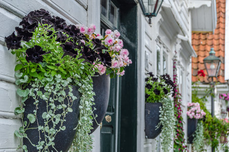 Picturesque wooden houses in the old town of Stavanger, Norway