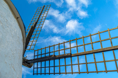 Architectural detail of a traditional Spanish windmill in the village of Consuegra, Toledo province, Castilla la Mancha, Spainの写真素材