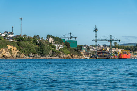 FIGUERAS, SPAIN - SEPTEMBER 3, 2022: View of Gondan naval shipyard (Astilleros Gondan) located in...