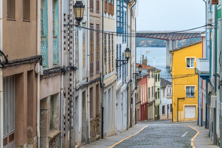 Colorful architecture in the old town of Ribadeo, Lugo province, Galicia, northwestern Spain