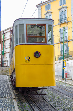 LISBON, PORTUGAL - NOVEMBER 8, 2014: The Gloria Funicular (Ascensor da Gloria), a funicular railway...