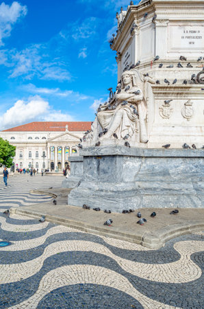 LISBON, PORTUGAL - NOVEMBER 8, 2014: Urban landscape in Rossio Square, Lisbon, Portugalのeditorial素材