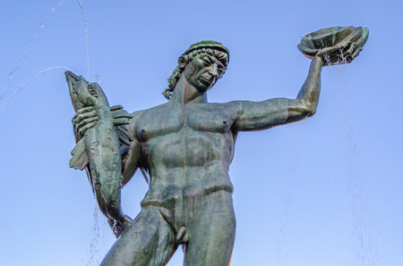GOTHENBURG, SWEDEN - JULY 9, 2014: Statue of Poseidon, the sea God, by Carl Milles in Gothenburg, Sweden, one of the most famous landmarks of the city, inaugurated in 1931のeditorial素材