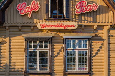 GOTHENBURG, SWEDEN - JULY 9, 2014: Facade of a cafe bar in Gothenburg, Swedenのeditorial素材