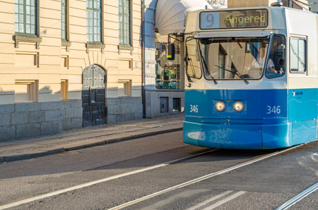 GOTHENBURG, SWEDEN - JULY 9, 2014: Urban scene, tramway in the city of Gothenburg, Swedenのeditorial素材